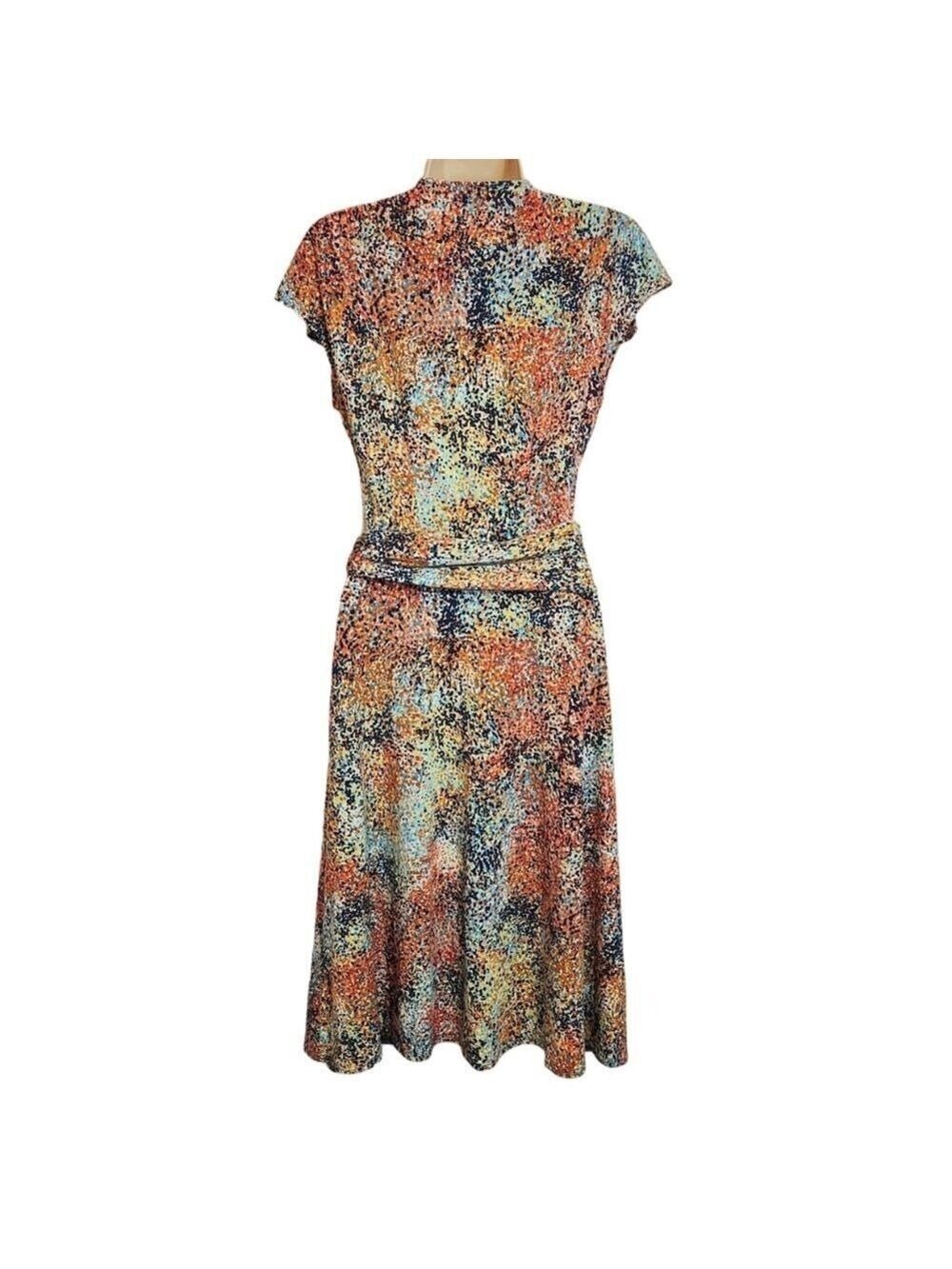 BCBG Max Azria Rainbow Dot Faux Wrap Knit Midi Dress Small - Picture 6 of 11